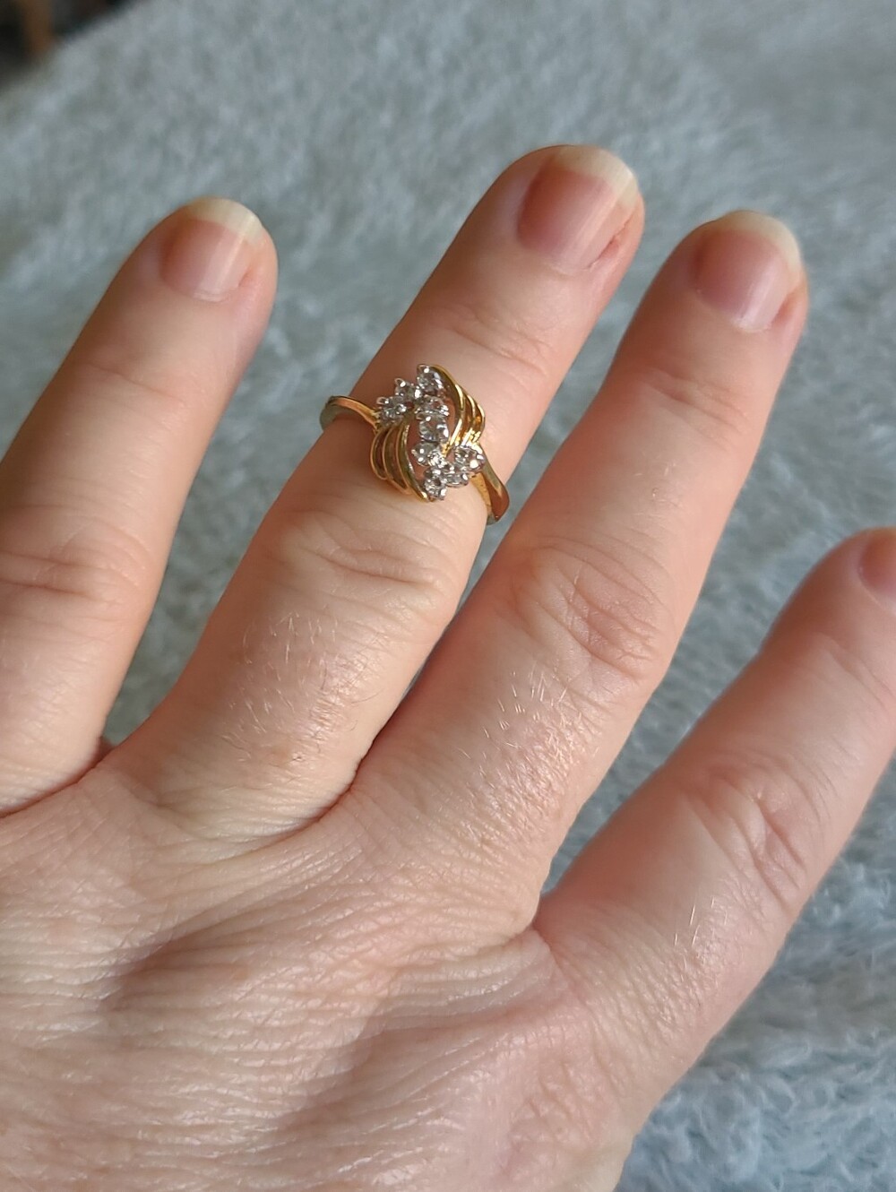 18kt Gold Electroplated Cluster Ring with Clear Swarovski Crystal Stones